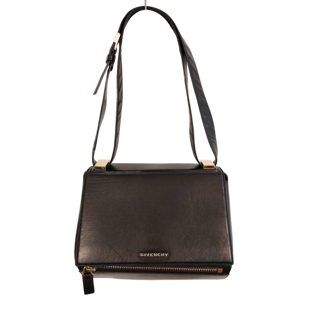 𝅺GIVENCHY Textured Calfskin Medium Pandora Box Crossbody Bag Black